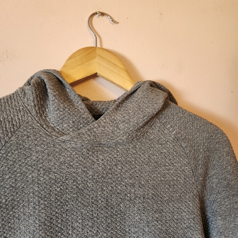 Lululemon At Ease Hoodie Heathered Gray Textured Knit Sweatshirt Mens Small - Picture 3 of 6